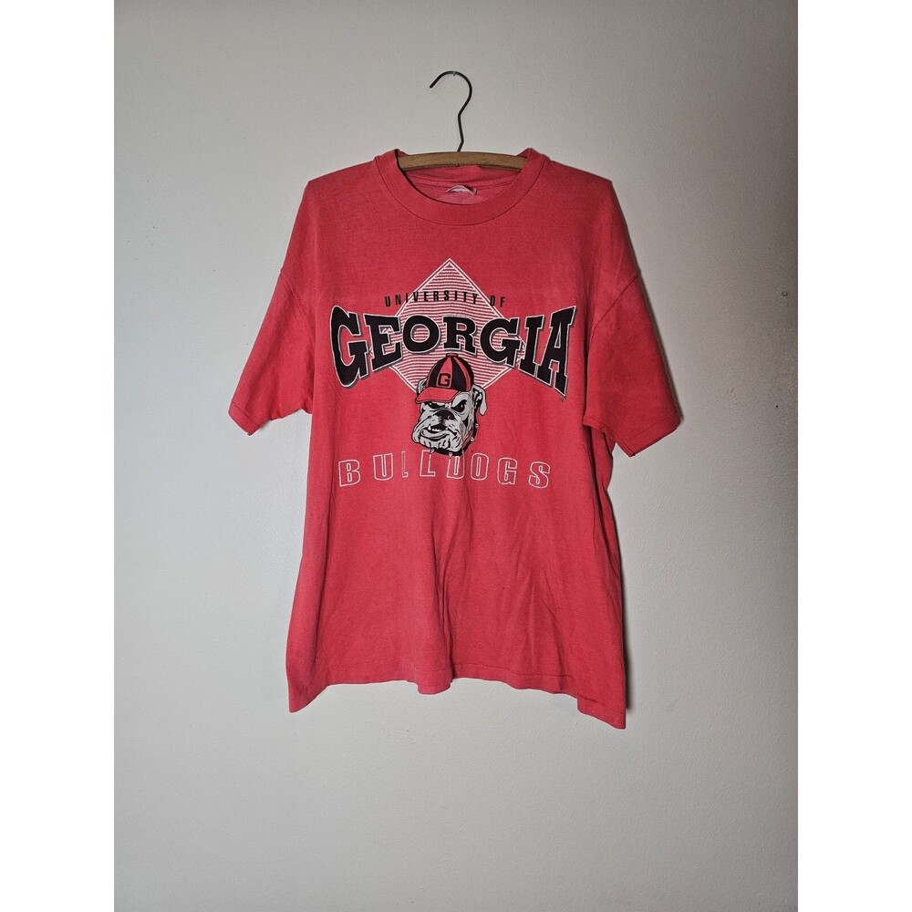 Vintage University of Georgia Bulldogs Red T-Shirt Hanes Size XL